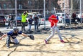 Playing baseball in bronx new york city Royalty Free Stock Photo