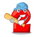 Playing baseball cartoon paper number two on letter Royalty Free Stock Photo