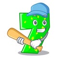 Playing baseball character paper cut number seven letter Royalty Free Stock Photo