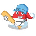 Playing baseball Christmas hat character cartoon