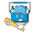 Playing baseball freezer bag character cartoon