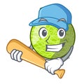 Playing baseball fresh melon isolated on character cartoon