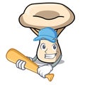 Playing baseball milk mushroom character cartoon