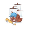 Playing baseball pirate ship isolated with the cartoon Royalty Free Stock Photo