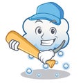 Playing baseball snow cloud character cartoon