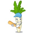 Playing baseball white radish in the character shape