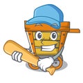 Playing baseball wooden trolley character cartoon