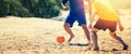 Playing beach soccer Royalty Free Stock Photo
