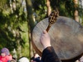 playing the big tambourine on a holiday