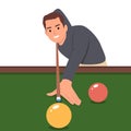 Playing billiard. Close up shot of a man playing billiard