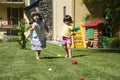 Playing bocce ball