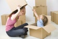 Playing with boxes Royalty Free Stock Photo