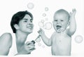 Playing with bubbles Royalty Free Stock Photo