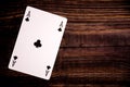 Playing card - ace of cloves - on wood Royalty Free Stock Photo