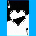 Playing card Ace of Hearts, black and white modern design. Standard size poker, poker, casino. 3D render, 3D illustration Royalty Free Stock Photo