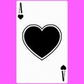 Playing card Ace of Hearts, black and white modern design. Standard size poker, poker, casino. 3D render, 3D illustration Royalty Free Stock Photo