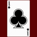 Playing card Ace suit of clubs, black and white modern design. Standard size poker, poker, casino. 3D render, 3D illustration