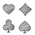 Playing card casino icon with handdrawn doodle style vector Royalty Free Stock Photo