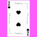 Playing card Deuce of Hearts, black and white modern design. Standard size poker, poker, casino, . 3D render, 3D illustration Royalty Free Stock Photo