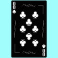 Playing card Eight clubs suit 8, black and white modern design. Standard size poker, poker, casino. 3D render, 3D illustration