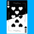 Playing card Eight of Hearts 8, black and white modern design. Standard size poker, poker, casino. 3D render, 3D illustration Royalty Free Stock Photo