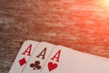 Playing card, game abstract: three ace Royalty Free Stock Photo