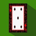 Playing card. the icon picture is easy. DIAMONT FOUR 5 about dark region boundary. a illustration on green background. appl