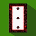 Playing card. the icon picture is easy. HEART THIRD3 about dark region boundary. a illustration on green background. applic