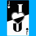 Playing card Jack of Hearts, black and white modern design. Standard size poker, poker, casino. 3D render, 3D illustration Royalty Free Stock Photo