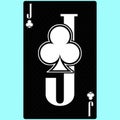 Playing card Jack suit of clubs, black and white modern design. Standard size poker, poker, casino. 3D render, 3D illustration