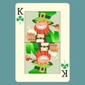 Playing card king green leprechaun St. Patrick day