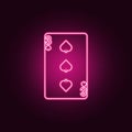 playing card, peak three cards icon. Elements of Web in neon style icons. Simple icon for websites, web design, mobile app, info Royalty Free Stock Photo
