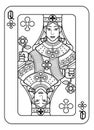 Playing Card Queen of Clubs Black and White Royalty Free Stock Photo