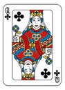 Playing Card Queen of Clubs Yellow Red Blue Black