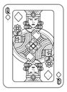 Playing Card Queen of Diamonds Black and White Royalty Free Stock Photo