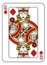 Playing Card Queen Diamonds Red Yellow and Black Royalty Free Stock Photo