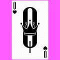 Playing card Queen of Hearts, black and white modern design. Standard size poker, poker, casino. 3D render, 3D illustration Royalty Free Stock Photo