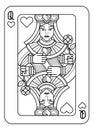 Playing Card Queen of Hearts Black and White