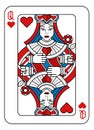 Playing Card Queen of Hearts Red Blue and Black Royalty Free Stock Photo