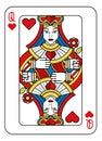 Playing Card Queen of Hearts Yellow Red Blue Black