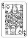 Playing Card Queen of Spades Black and White Royalty Free Stock Photo