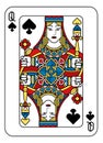 Playing Card Queen of Spades Yellow Red Blue Black Royalty Free Stock Photo