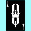Playing card Queen suit of clubs, black and white modern design. Standard size poker, poker, casino. 3D render, 3D illustration Royalty Free Stock Photo