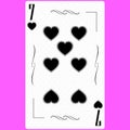 Playing card Seven of Hearts 7, black and white modern design. Standard size poker, poker, casino. 3D render, 3D illustration Royalty Free Stock Photo