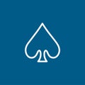 Playing Card Spade Line Icon On Blue Background. Blue Flat Style Vector Illustration Royalty Free Stock Photo