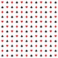 Playing card suit seamless pattern. Red And Black card symbols Royalty Free Stock Photo