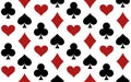 Playing card suit symbol set - Hearts, Spades, Clubs and Diamonds, seamless repeatable pattern texture background Royalty Free Stock Photo