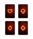 Playing card suits on fire Royalty Free Stock Photo