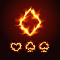 Playing card suits on fire Royalty Free Stock Photo