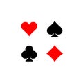 Playing card suits signs set. Four card symbols. Royalty Free Stock Photo